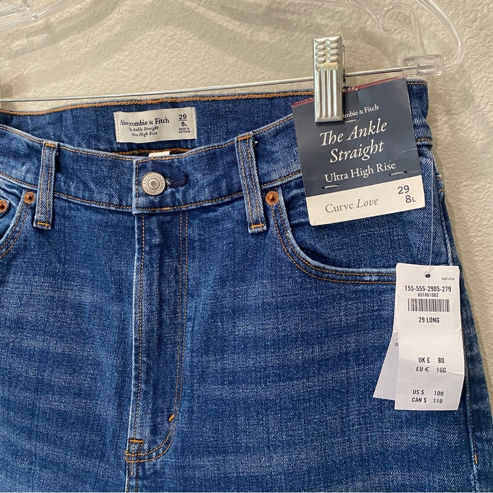 ABERCROMBIE Curve Love Ultra High Rise Ankle Straight Jean NEW WITH TAGS